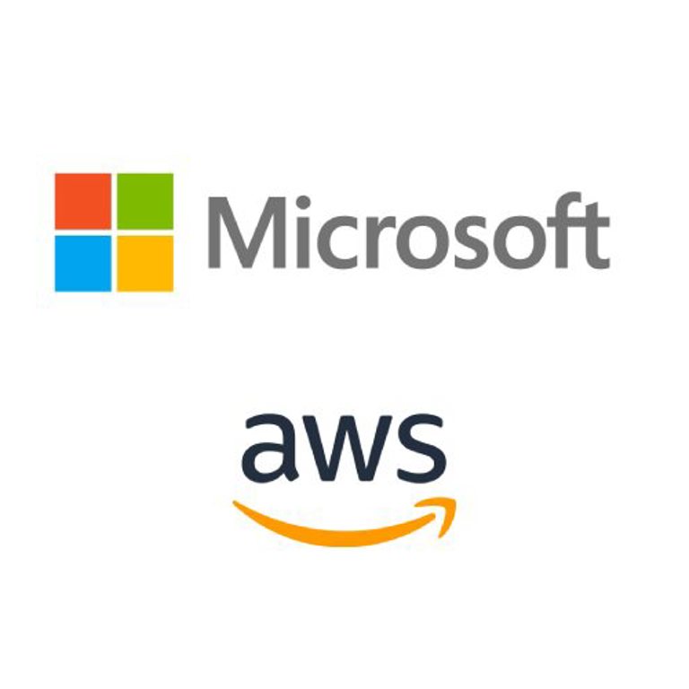 Microsoft and AWS logos